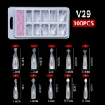 10 Farklı Boy 100 Adet Ölçekli Poly Jel Kalıp Tips Farklı Şekillerde Poly Jel Kalıp Tips V29