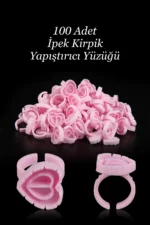 100 Adet Ipek Kirpik Demet Tutucu Yüzük Yapıştırıcı Kabı -  İpek Kirpik Volume Yapıştırıcı Yüzüğü