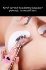 100 Adet Ipek Kirpik Demet Tutucu Yüzük Yapıştırıcı Kabı -  İpek Kirpik Volume Yapıştırıcı Yüzüğü - Görsel 6