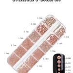 12'li Havyar Nail Art Charm Boncukları - Nail Art Çarm Süs Taşı - Protez Tırnak Süsü - Bakır