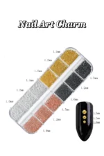 12'li Havyar Nail Art Charm Boncukları - Nail Art Çarm Süs Taşı - Protez Tırnak Süsü - Gümüş 2