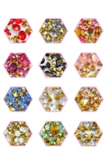 12'li Tırnak Süsleme - Nail Art Charm - Nail Art Süs Taşı - Makyaj Taşı - Protez Tırnak Süsü 104-2 - Görsel 2