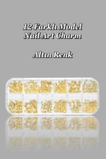 12'li Tırnak Süsleme - Nail Art Charm - Nail Art Süs Taşı - Protez Tırnak Çarm Süsü 187-7