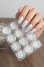 12'li Tırnak Süsleme Sim Seti. Her Sim Kutusunda 12 Farklı Renk Nail Art Pul Sim Seti - BEYAZ12LISIM