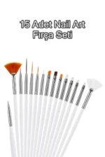 15 Adet Nail Art Dizayn Ve Jel Fırça Seti Tırnak Süsleme Fırça Seti-Beyaz