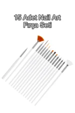 15 Adet Nail Art Dizayn Ve Jel Fırça Seti Tırnak Süsleme Fırça Seti-Beyaz - Görsel 2