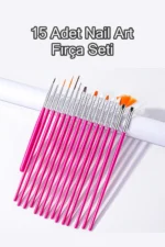 15 Adet Nail Art Dizayn Ve Jel Fırça Seti Tırnak Süsleme Fırça Seti-Kirmizi - Görsel 2