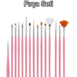 15 Adet Nail Art Dizayn Ve Jel Fırça Seti Tırnak Süsleme Fırça Seti-Pembe