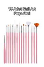 15 Adet Nail Art Dizayn Ve Jel Fırça Seti Tırnak Süsleme Fırça Seti-Pembe