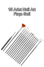 15 Adet Nail Art Dizayn Ve Jel Fırça Seti Tırnak Süsleme Fırça Seti-Siyah - Görsel 2