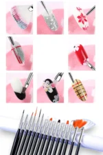 15 Adet Nail Art Dizayn Ve Jel Fırça Seti Tırnak Süsleme Fırça Seti-Siyah - Görsel 4