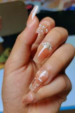 24 Adet Küt Takma Tırnak Seti Orta Uzun Taşlı Desenli Takma Tırnak Z654 - Görsel 5