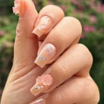 24 Adet Protez Tırnak Görünümlü Taşlı Çiçek Desenli Takma Tırnak Seti  Z528