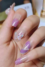 24 Adet Protez Tırnak Görünümlü Taşlı Takma Tırnak Seti GKDZ163-1