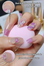 24 Adet Protez Tırnak Görünümlü Taşlı Takma Tırnak Seti GKDZ163-2