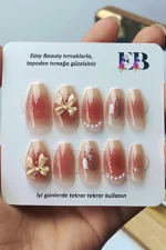 24 Adet Balerin Takma Tırnak Seti French Takma Tırnak Orta Uzun Yapıştırıcı Seti Hediye Z363 - Görsel 2