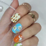 24 Adet Çocuklar için Renkli Kısa Takma Tırnak  TET120