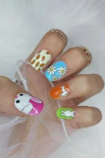 24 Adet Çocuklar için Renkli Kısa Takma Tırnak  TET120 - Görsel 2