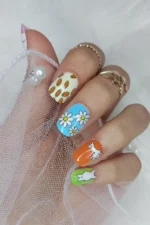 24 Adet Çocuklar için Renkli Kısa Takma Tırnak  TET120 - Görsel 4