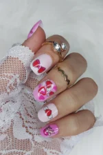 24 Adet Çocuklar için Renkli Kısa Takma Tırnak  TET121 - Görsel 3