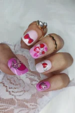 24 Adet Çocuklar için Renkli Kısa Takma Tırnak  TET121 - Görsel 4