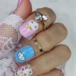 24 Adet Çocuklar için Renkli Kısa Takma Tırnak  TET122