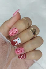 24 Adet Çocuklar için Renkli Kısa Takma Tırnak  TET123