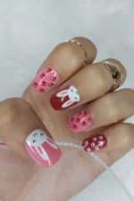 24 Adet Çocuklar için Renkli Kısa Takma Tırnak  TET123 - Görsel 2