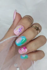 24 Adet Çocuklar için Renkli Kısa Takma Tırnak  TET124 - Görsel 3