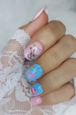 24 Adet Çocuklar için Renkli Kısa Takma Tırnak  TET125