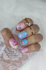 24 Adet Çocuklar için Renkli Kısa Takma Tırnak  TET125 - Görsel 4