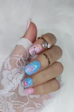 24 Adet Çocuklar için Renkli Kısa Takma Tırnak  TET125 - Görsel 5