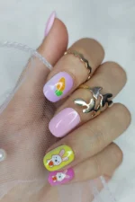 24 Adet Çocuklar için Renkli Kısa Takma Tırnak  TET126 - Görsel 3