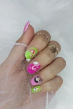 24 Adet Çocuklar için Renkli Kısa Takma Tırnak  TET127