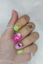 24 Adet Çocuklar için Renkli Kısa Takma Tırnak  TET127 - Görsel 3