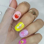 24 Adet Çocuklar için Renkli Kısa Takma Tırnak  TET128