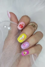 24 Adet Çocuklar için Renkli Kısa Takma Tırnak  TET128 - Görsel 3