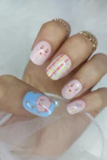 24 Adet Çocuklar için Renkli Kısa Takma Tırnak  TET129 - Görsel 3