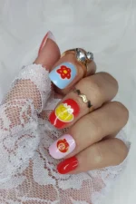 24 Adet Çocuklar için Renkli Kısa Takma Tırnak  TET133 - Görsel 4