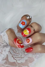 24 Adet Çocuklar için Renkli Kısa Takma Tırnak  TET133 - Görsel 5