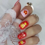 24 Adet Çocuklar için Renkli Kısa Takma Tırnak  TET134