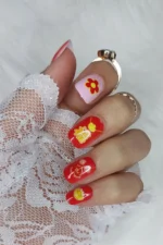 24 Adet Çocuklar için Renkli Kısa Takma Tırnak  TET134