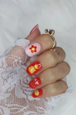 24 Adet Çocuklar için Renkli Kısa Takma Tırnak  TET134 - Görsel 2