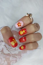 24 Adet Çocuklar için Renkli Kısa Takma Tırnak  TET134 - Görsel 3