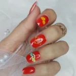 24 Adet Çocuklar için Renkli Kısa Takma Tırnak  TET135