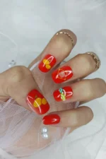 24 Adet Çocuklar için Renkli Kısa Takma Tırnak  TET135 - Görsel 2