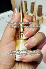 24 Adet French Tırnak Badem Takma Tırnak Seti  W1531 - Görsel 3