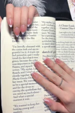 24 Adet French Tırnak Badem Takma Tırnak Seti  W1531 - Görsel 9