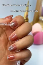 24 Adet Küt Takma Tırnak Seti Kısa Takma Tırnak Simli French Tırnak R363 - Görsel 2