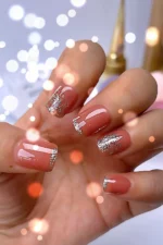 24 Adet Küt Takma Tırnak Seti Kısa Takma Tırnak Simli French Tırnak R363 - Görsel 4